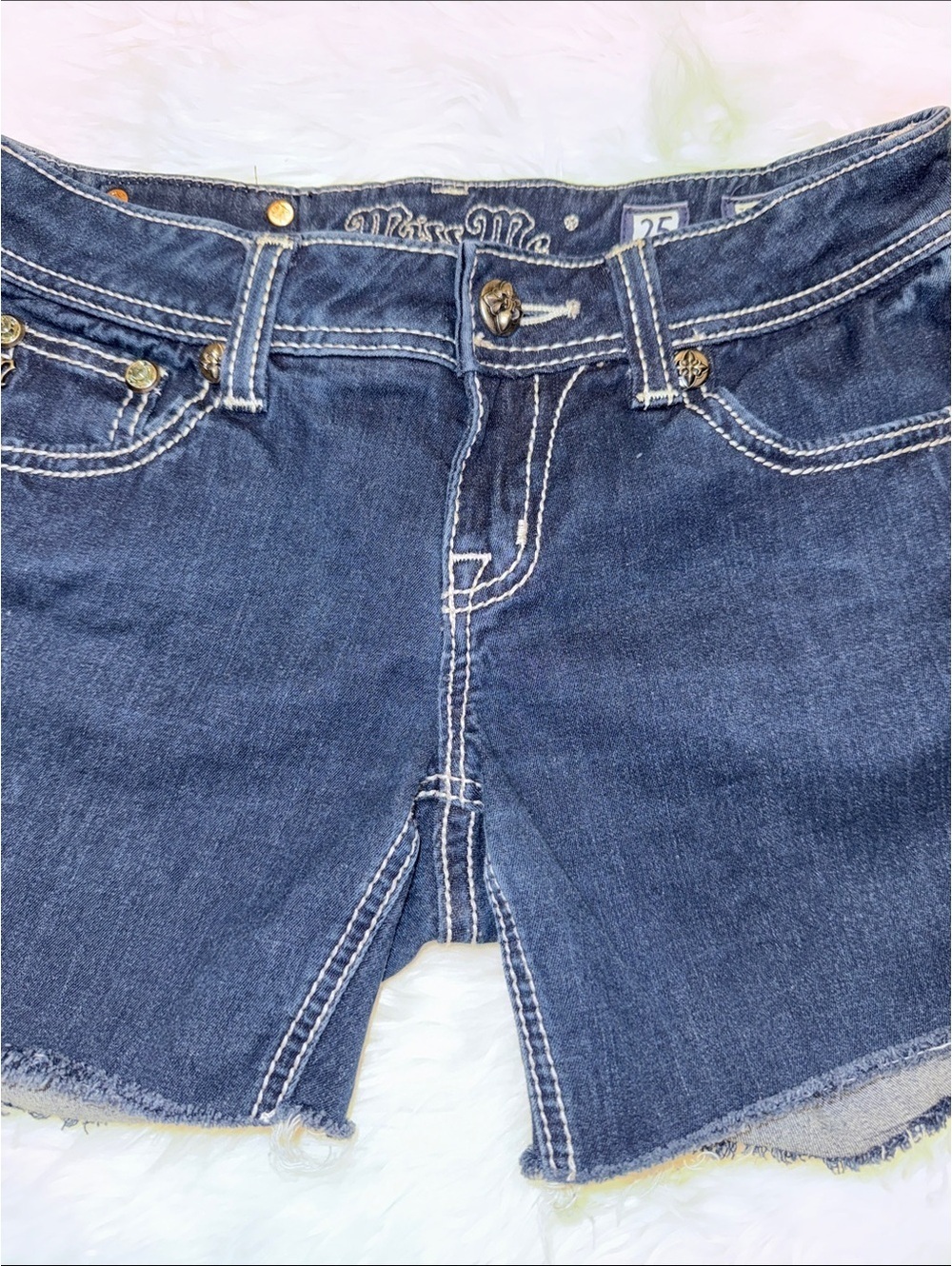 Miss Me Women's Denim Jean Shorts Size 25 with Embellished Back Pockets